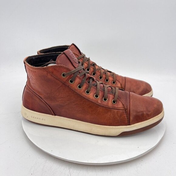 Cole Haan GrandPro Spectator Men Size 11M Brown Tan Leather Mid Top Lace Up Shoe - Picture 4 of 11